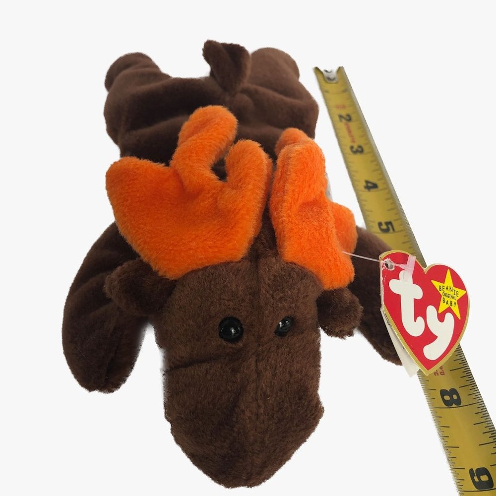 Ty Original Beanie Baby "Chocolate" Moose Brown Orange Antlers 9" RETIRED